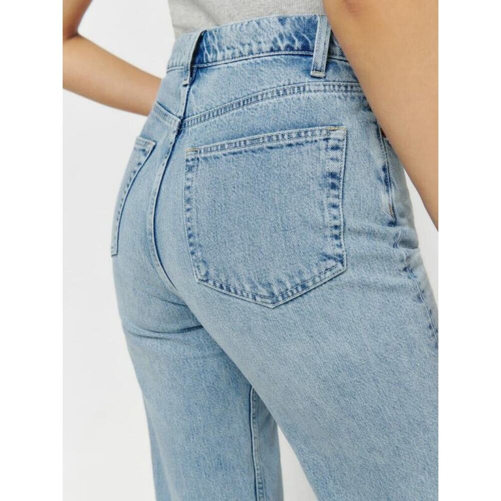 Reformation Wilder High Rise Wide Leg Cropped Jeans Raw Hem Rigid Denim Size 28 - Picture 11 of 14